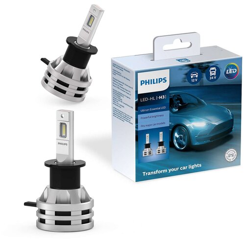 Лампа светодиодная PHILIPS H3 Ultinon Essential LED 6500K, 2 шт, 11336UE2X2