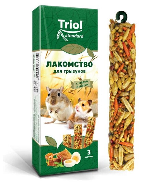 Палочки для грызунов с мёдом и яйцом Triol standart, 3шт,83г, 3 шт.