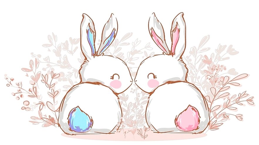 Два зайчика обнимаются рисунок