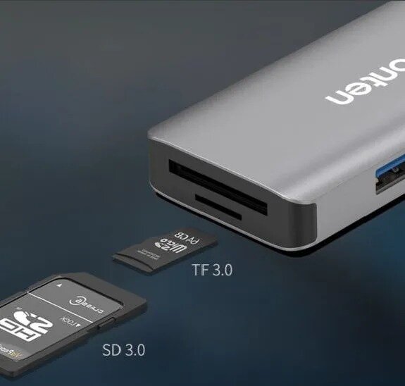 Разветвитель адаптер переходник USB 30 HUB Хаб картридер Onten OTN-8107 2 порта USB 30/SD/TF/CF серый