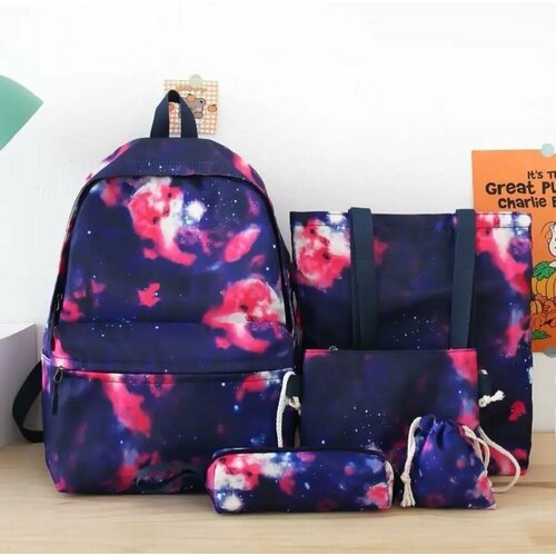 фото Школьный рюкзак 5 в 1 для девочек и для мальчиков, сине-розовый kpv