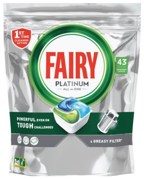 Капсулы для посудомоечной машины Fairy Platinum All in one, 70 шт., 1.04 л, дой-пак