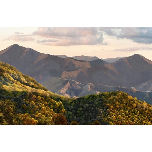 Моющиеся виниловые фотообои GrandPiK Горы на рассвете 420х270 см 10467₽