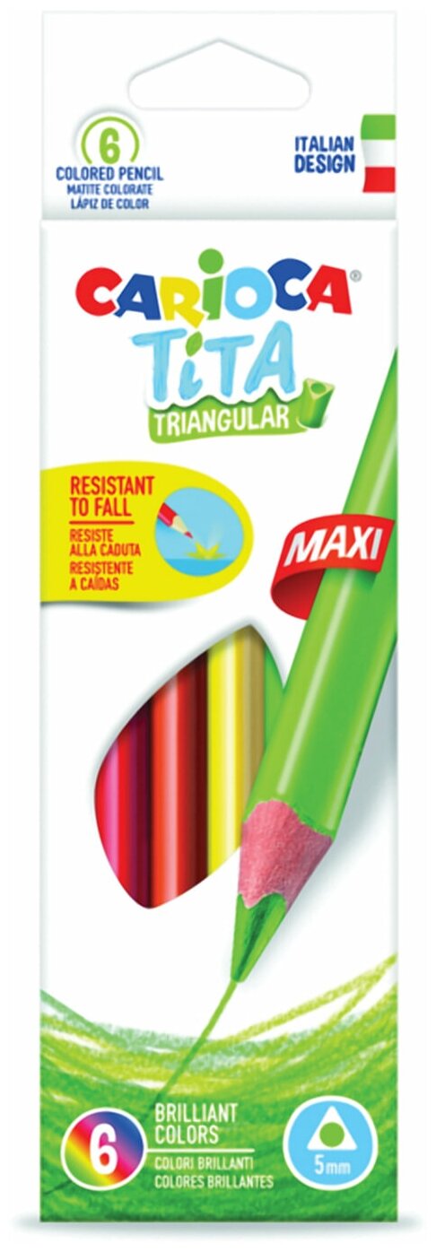 Carioca набор цветных карандашей Tita Maxi 6 цветов (42790) ассорти - фото №1