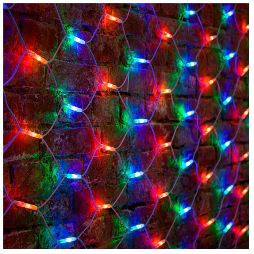 Гирлянда "Сеть" 3х0,5м, прозрачный Пвх, 140 LED Мультиколор (10 цветов) 215-049 .
