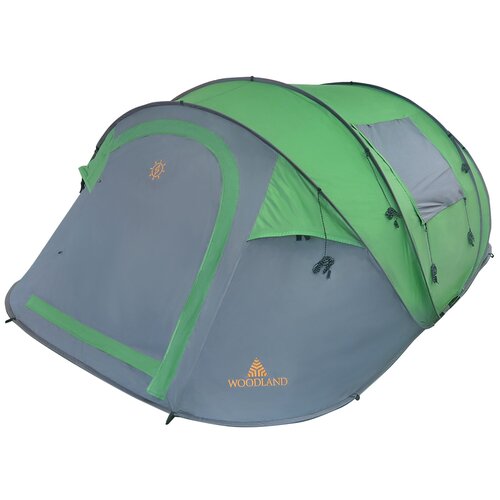 Палатка кемпинговая трехместная WoodLand Solar Quick 3, серый/зеленый