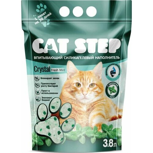 Cat Step Наполнитель Впитывающий силикагелевый Arctic Fresh Mint, 3,8 л