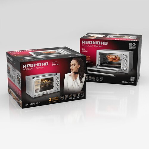 Мини-печь REDMOND RO-5701, серебристый