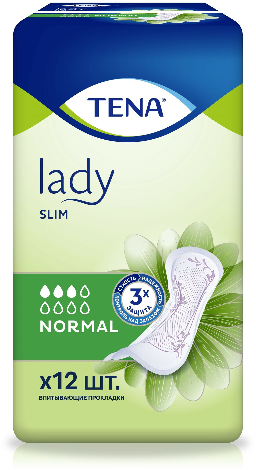 Урологические прокладки TENA Lady Slim Normal, 3 капель, 1 уп. по 12 шт.