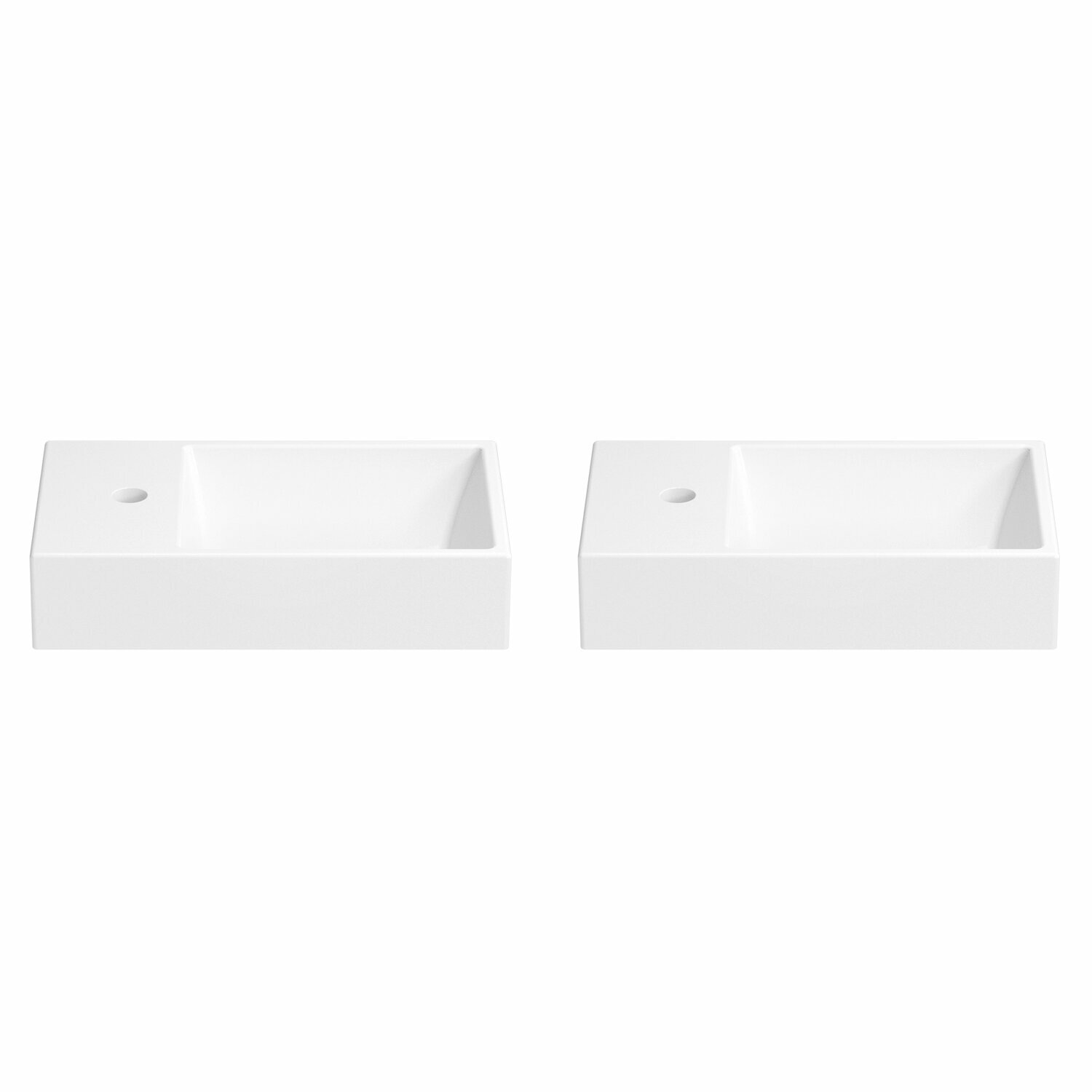 Подвесная/накладная раковина для ванной Wellsee WC Area 151804001 в наборе 2 в 1: раковины 2 шт, ширина одного умывальника 45 см, цвет глянцевый белый