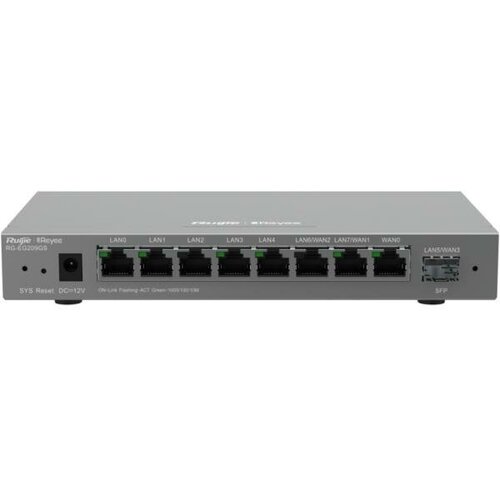 Ruijie Reyee Desktop 9-port cloud management router , including 8 gigabit electrical ports and 1 gigabit SFP port , supports 1 WAN port , 5 LAN ports