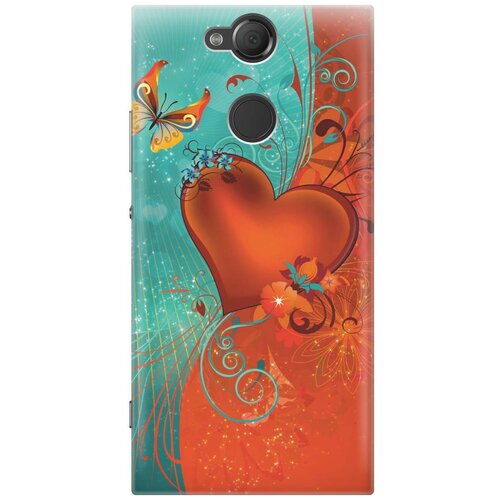 фото Cиликоновый чехол на sony xperia xa2 / сони иксперия ха2 с принтом "сердце и бабочка" gosso