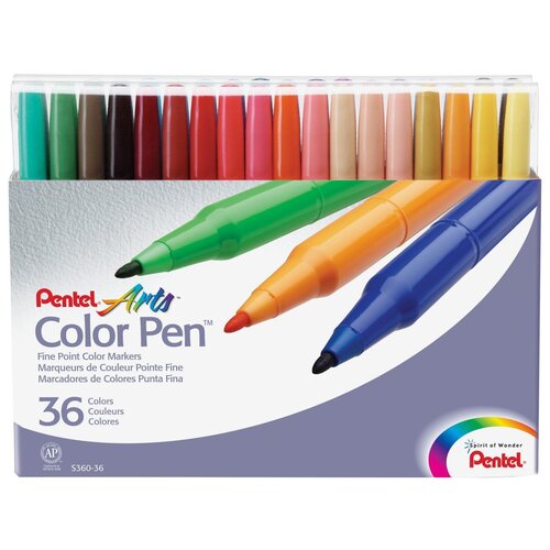 фото Pentel набор фломастеров color pen, 36 шт. (s360-36) разноцветные