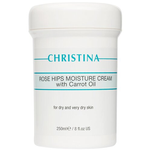 Купить Christina Rose Hips Moisture Cream With Carrot Oil For Dry And Very Dry Skin Увлажняющий крем с маслом моркови для сухой и очень сухой кожи Шиповник для лица, 250 мл