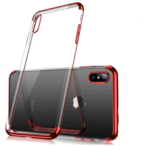 фото Чехол-панель-накладка mypads для apple iphone x (10) тонкая полимерная силиконовая прозрачная с цветными гранями красная