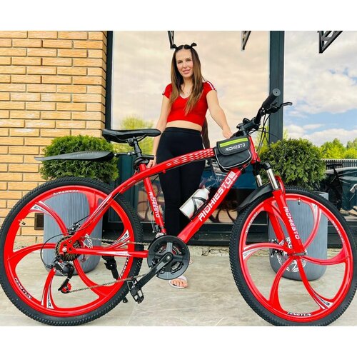 Велосипед Richiesto 26 колёса Рама 185 дюймов Горный Взрослый Подростковый Спортивный На литых дисках красный 2290000₽