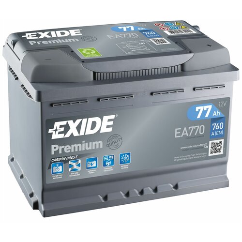 Аккумулятор автомобильный Exide Premium EA 770 6СТ-77 обр. 278x175x190