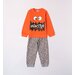 Пижама Ido для мальчиков, лонгслив, брюки, брюки с манжетами, без капюшона, рукава с манжетами, размер 18M, оранжевый, серый