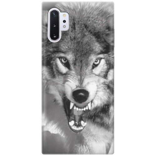 фото Ультратонкий силиконовый чехол-накладка для samsung galaxy note 10+ с принтом "волчий оскал" gosso
