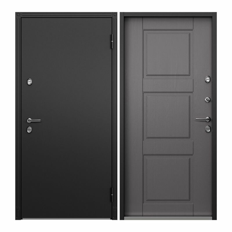 Дверь входная Torex для дома Village 950х2050 правый, тепло-шумоизоляция, терморазрыв, антикоррозийная защита, замки 4-го и 2-го класса, черный/серый - фотография № 1