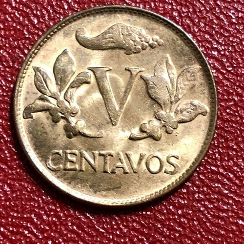 Монета Колумбия 5 Сентаво 1976 год #1-7 колумбия 1000 500 200 100 50 песо 2016 2022 животные