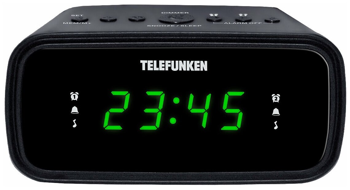 Радиобудильник Telefunken TF-1588 (черный/зеленый)