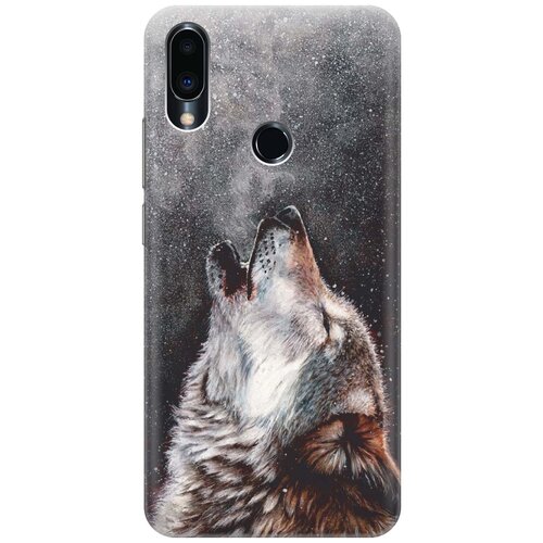 фото Cиликоновый чехол на meizu note 9 / мейзу ноут 9 с принтом "морозный волк" gosso