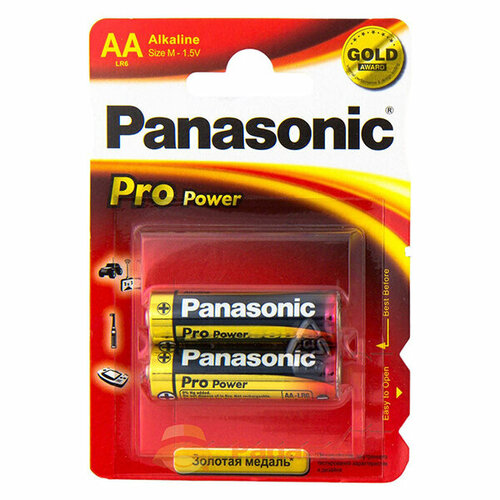Батарейки алкалиновые Panasonic Pro Power AA LR6 1,5В 2шт батарейки алкалиновые panasonic lr6 aa everyday power bl2 2шт