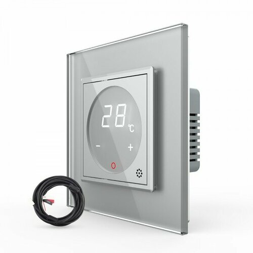 VL C7FQ1 2IPS72 Терморегулятор пола Livolo 16А, сенсорное управление, датчик воздуха, датчик пола 5 м, Серый