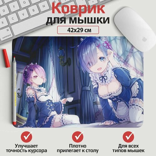 Коврик для мыши Re Zero - Рем и Рам 42*29 см. Арт. KOW0386