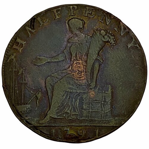 Великобритания, Уорикшир токен 1/2 пенни 1791 г. (Уорикшир - Шекспир) клуб нумизмат монета 1 2 пенни англии 1791 года медь токен