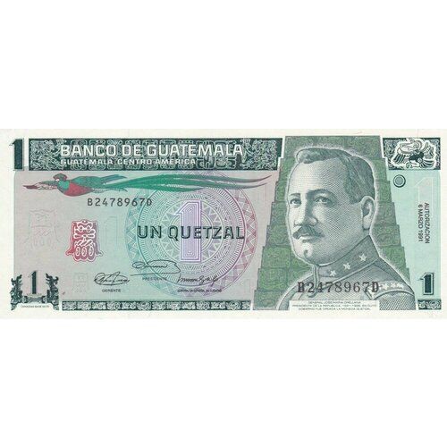 банкнота номиналом 1 кетсаль 1989 года гватемала Гватемала 1 кетсаль 1991 г.