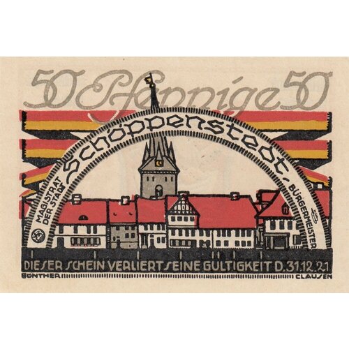 Германия (Веймарская Республика) Шёппенштедт 50 пфеннигов 1921 г. (№1) (2) германия веймарская республика шёппенштедт 50 пфеннигов 1921 г 1 3
