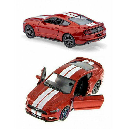 Металлическая машинка Kinsmart 1:38 «2015 Ford Mustang GT с принтом» инерционная, бордовая KT5386DF-4 металлическая машинка kinsmart 1 38 2006 ford mustang gt police kt5091dp инерционная