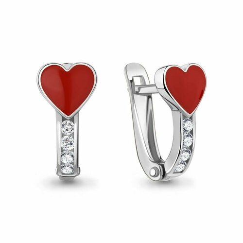 Серьги серебро 925 проба эмаль длина 13 см красный серебристый 1290₽