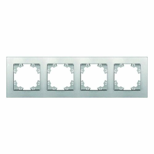 рамка четырехместная горизонтальная universal серия бриллиант белая еврослот 1 10 200 7502 UNIVersal Афина рамка горизонт./вертикал. СУ 4 мест. серебро A0046-S (арт. 854942)