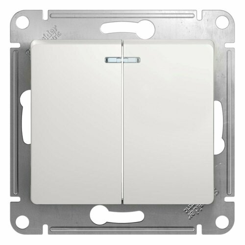 Выключатель Schneider Electric Glossa, 2-клавишный с подсветкой, механизм, белый, GSL000153