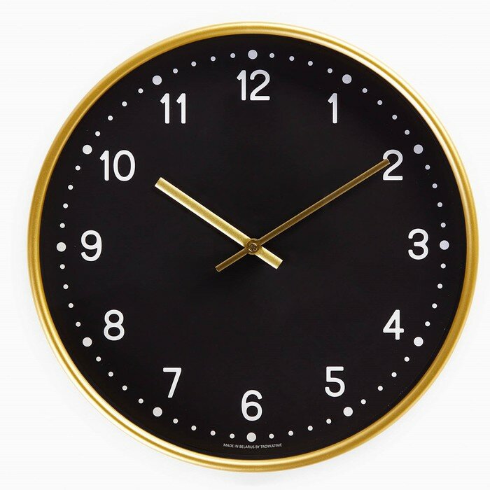 Тройка Часы настенные серия: Классика плавный ход d-30.5 см золото