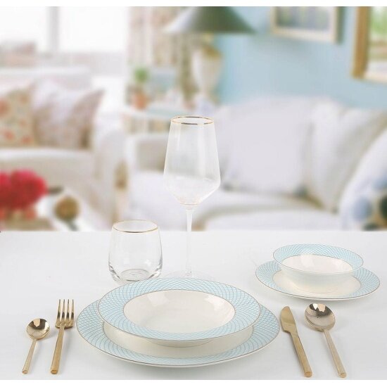 фото Набор столовой посуды ARYA HOME Arya Exclusive Azure костяной фарфор, 24 предмета