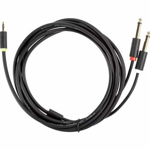 кабель соединительный telecom 3 5 jack m 2xrca m стерео аудио 1 5м TELECOM Кабель-адаптер Telecom 3.5ST(M)/2X6.35 ST(M), 3м, PRO