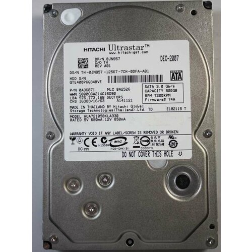 Жесткий диск Hitachi HUA721050KLA330 500Gb SATAII 3,5 HDD жесткий диск hitachi 3276139 a 500gb sataii 3 5 hdd