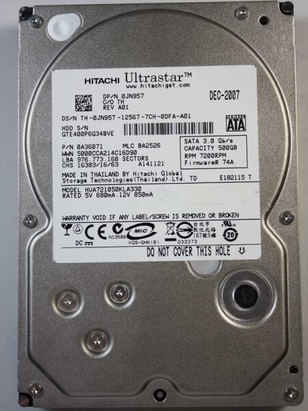 Жесткий диск Hitachi HUA721050KLA330 500Gb SATAII 3,5" HDD