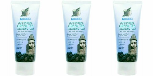WELCOS Пенка для умывания Jeju Natural Green Tea Cleansing Foam 120мл- 3 штуки