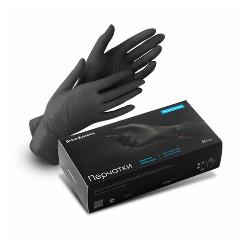 Shine Systems Перчатки нитриловые высокопрочные размер L цвет черный 100 шт 1084₽