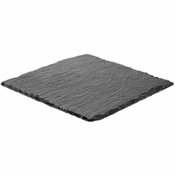 фото Блюдо для подачи, сланец натур. длина-20см, ширина-20см, черный, матовый.