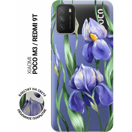 Силиконовый чехол на Xiaomi Redmi 9T, Poco M3, Сяоми Поко М3, Сяоми Редми 9Т с 3D принтом Amazing Irises прозрачный силиконовый чехол на xiaomi redmi 9t poco m3 сяоми поко м3 сяоми редми 9т с 3d принтом amazing irises прозрачный