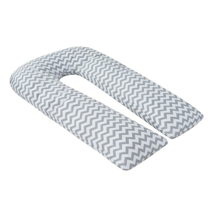 Наволочка к U-образной подушки для беременных размер 34×170 см зигзаг серый