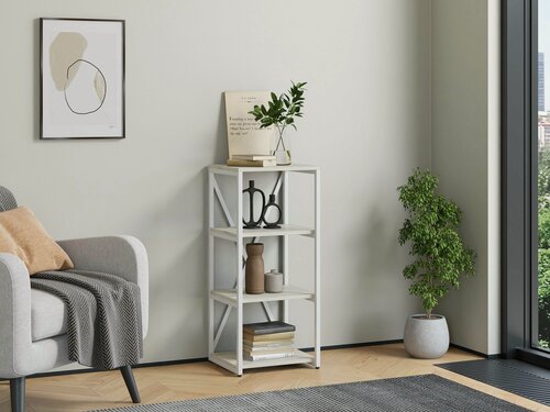 Изображение товара Стеллаж Айсберг Лофт 40/4 / Белый/ с полками дуб крафт белый/ Для дачи/ для дома/ для книг/ в офис