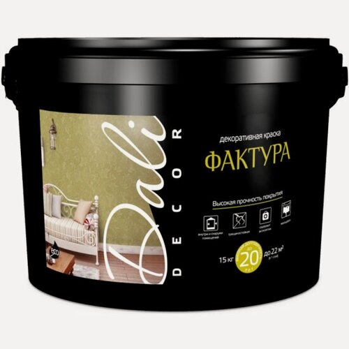 Изображение товара Краска декоративная Dali Фактура, акриловая, матовая, белая, 15 кг