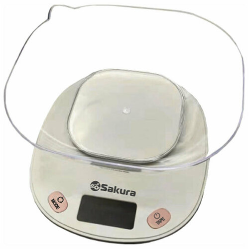 весы кухонные sakura sa 6054pg Кухонные весы Sakura SA-6054PG, 5 кг, электронные розовый/серый